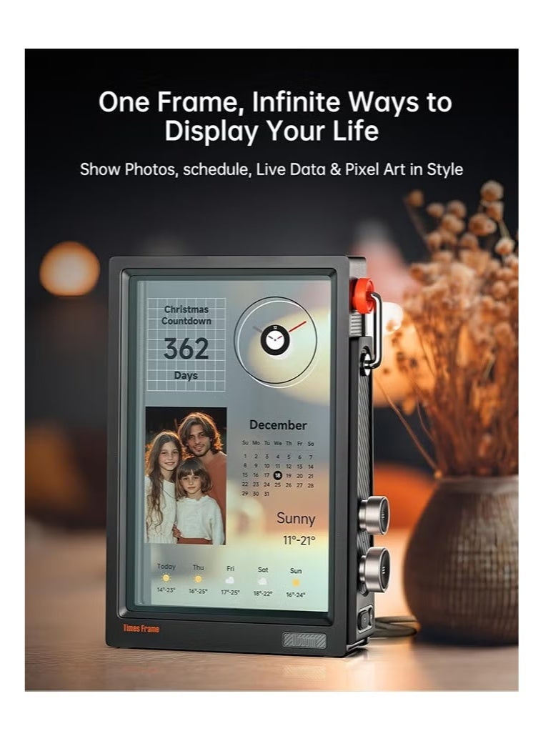 Divoom Times Frame-10.1" Digital Picture Frame Transparent IPS Smart Linux OS with RGBLED Rotary Knob WiFi 64GB 400+Clock Faces Widget 50+API Feeds Gift Mode Pixel Art Community Personalized Display - Image 3